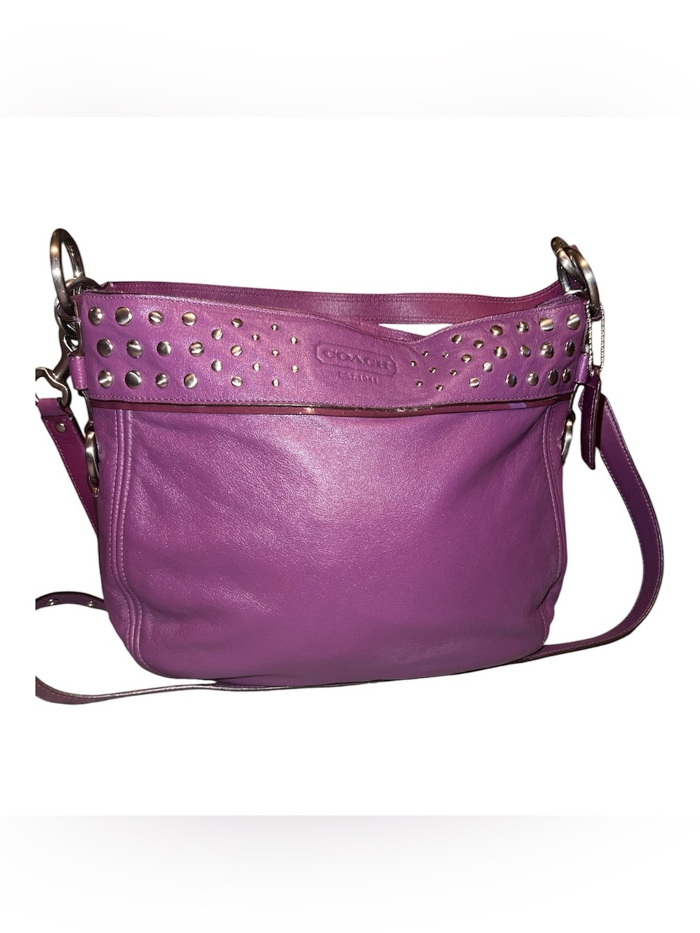Coach Purple Leather Studded Crossbody